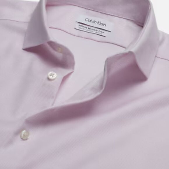 NEW (NWT) Calvin Klein Infinite Slim Fit Mini Texture Pink Dress Shirt - Picture 2 of 7
